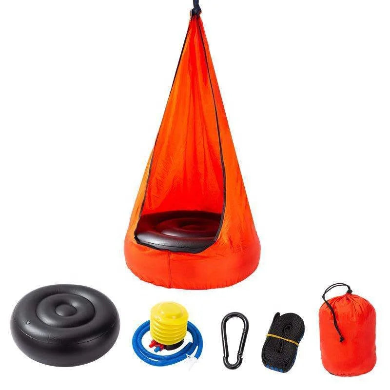 Kids Swing Toy Chair with Inflatable Cushion Soft Hanging Hammock for Indoor/Outdoor/ Garden Play & Rest for Relaxation