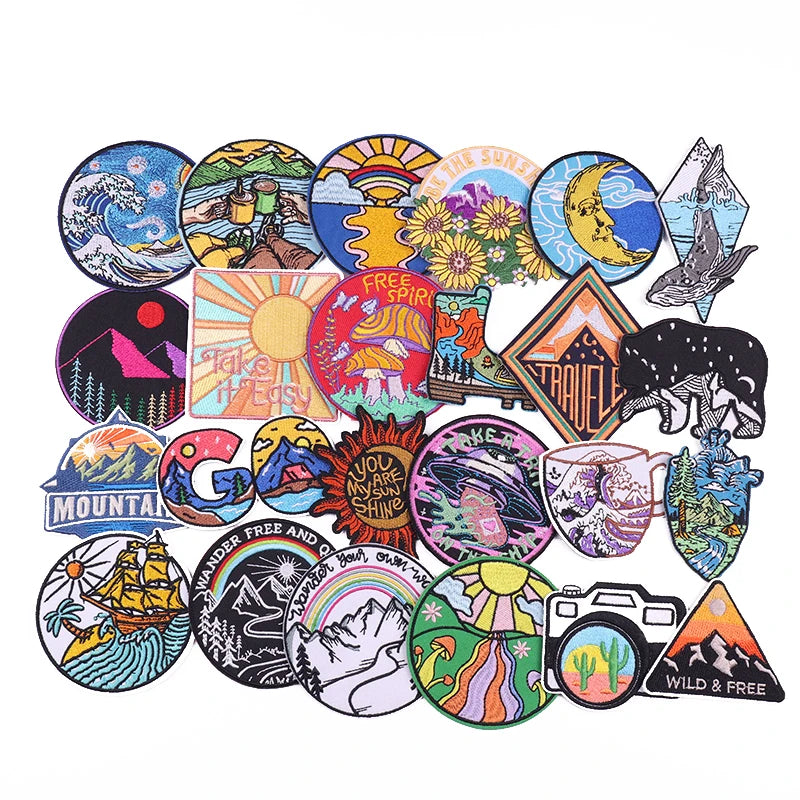 Wholesale Outdoor Adventure Patch DIY High Quality Fusible Patches for Clothing Custom Embroidery Iron on Patches