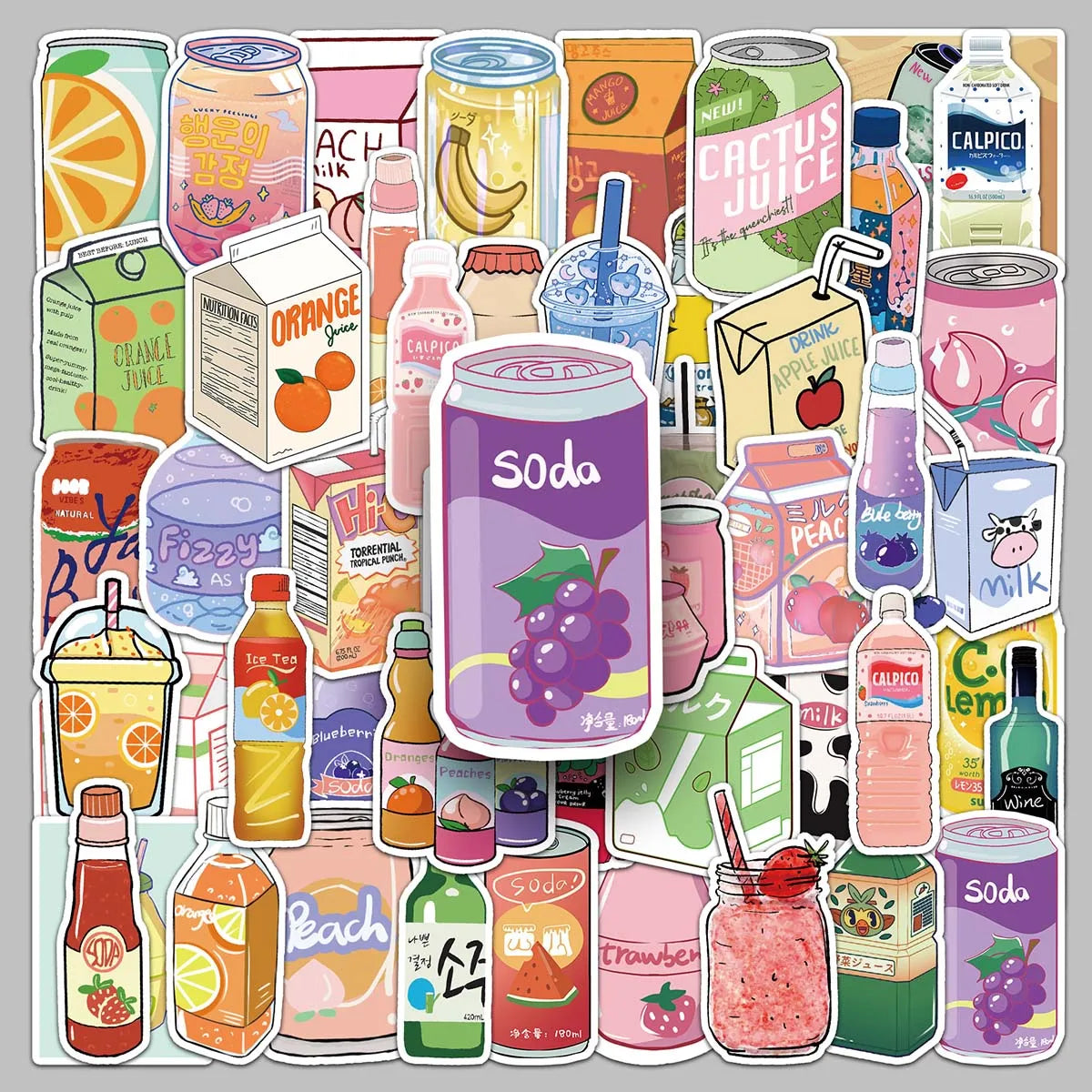 50PCS Hot-selling Cute Small Pattern Fresh Art Simple Natural Drink Sticker Ledger Refrigerator Desktop Headset Sticker
