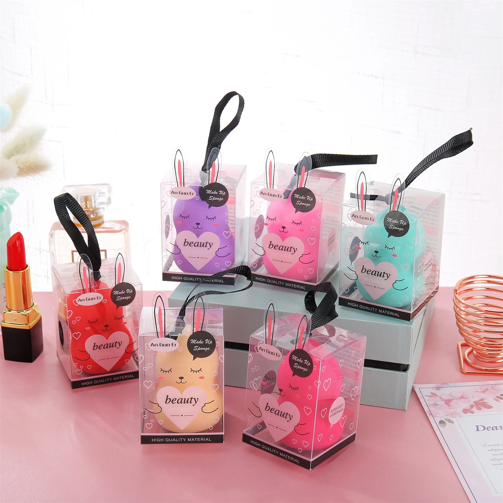 Best Selling Latex Free Vegan Makeup Tools Sponge Cosmetics Puff Cute Packaging Makeup Sponges for Beauty