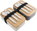 Popular Bpa-free Japanese Bento Work Lunch Box With Bamboo Lid for Adults Kids Leak-proof Lunch Boxes Container Includes Cutlery