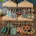 Ethnic Style Retro Anti Silver Gold Plated Water Drop Leaf Pendant Vintage Boho Earring Set Jewelry for Women
