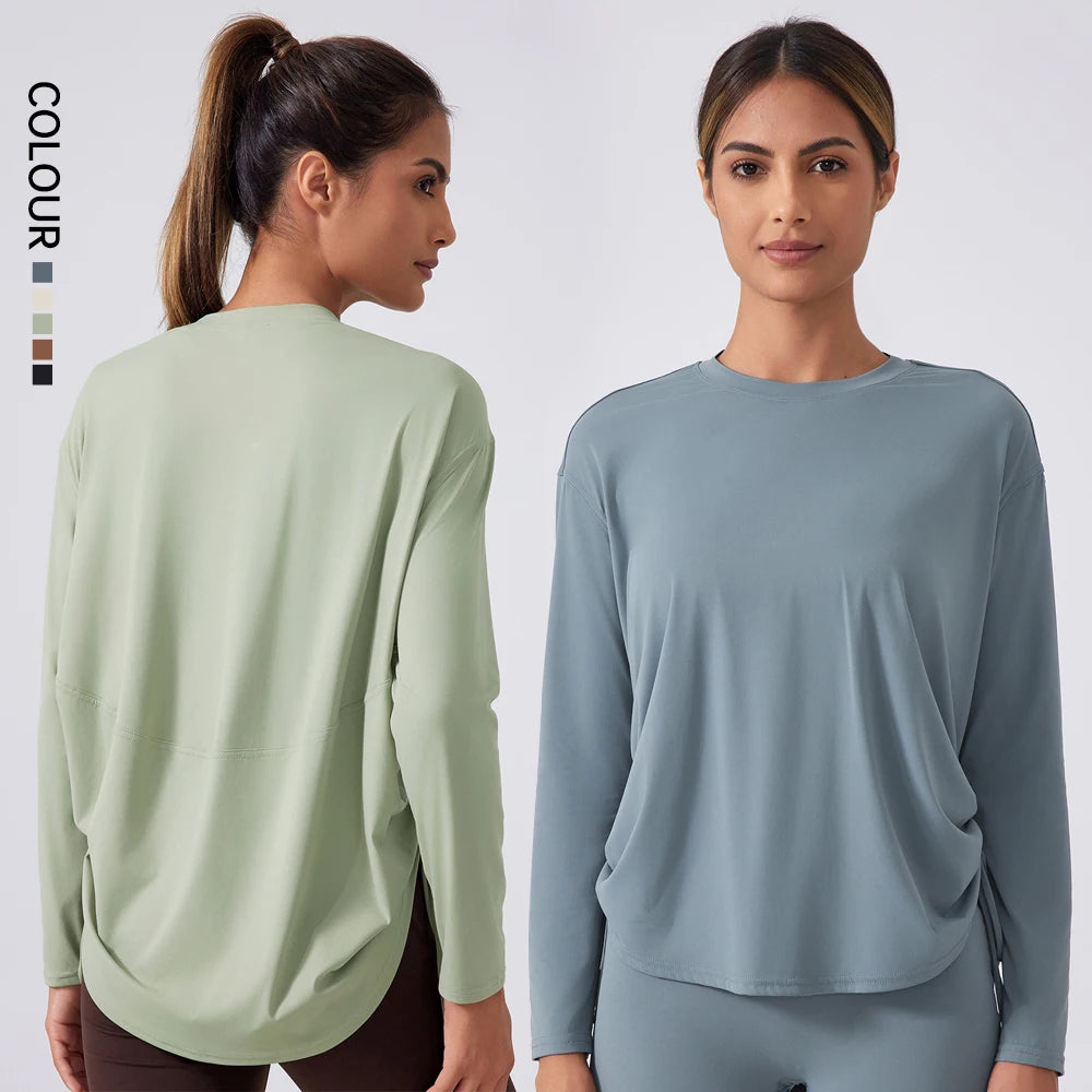 SHINBENE Women's Leisure Workout Yogashirts Long Sleeve Cropped Athletic Tops Lightweight Breathable with Quick Dry Feature