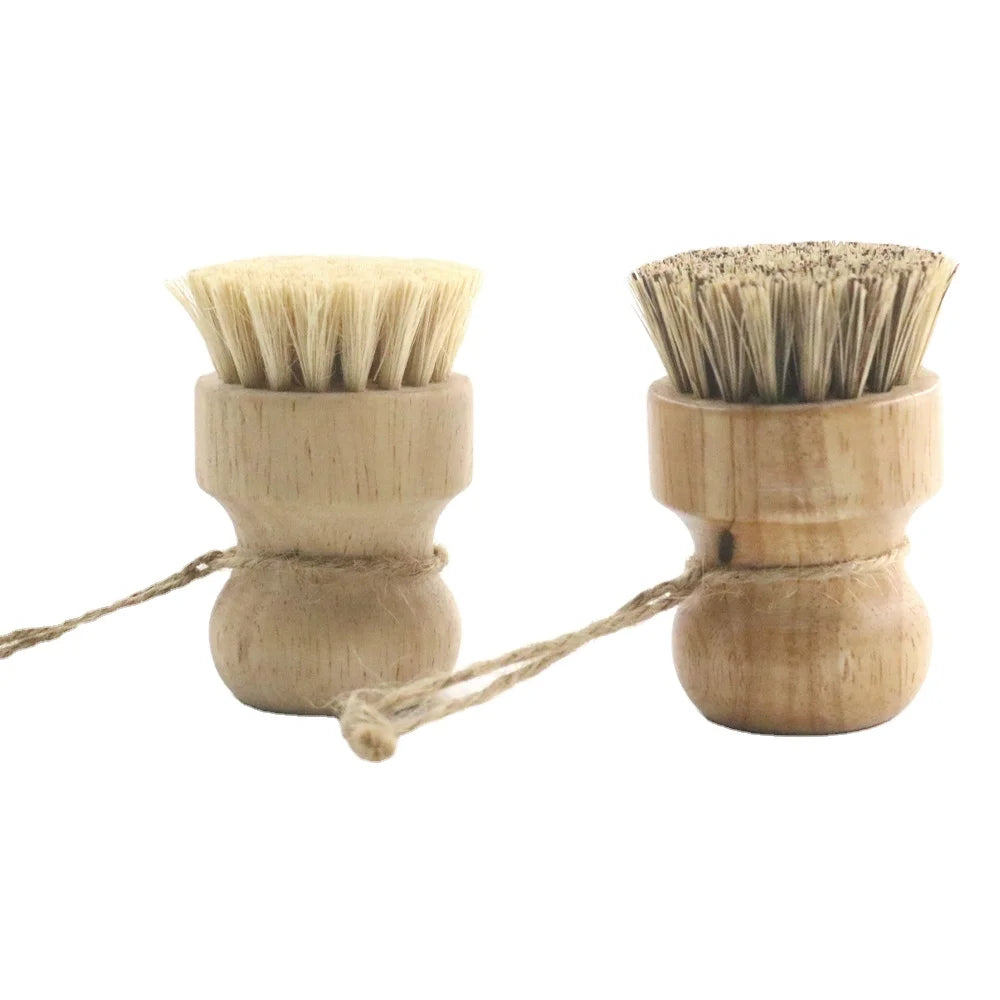 Custom Logo Kitchen Bamboo Sisal Brush Bamboo Wooden Coconut Sisal Cleaning Dish Bottle Pot Brush