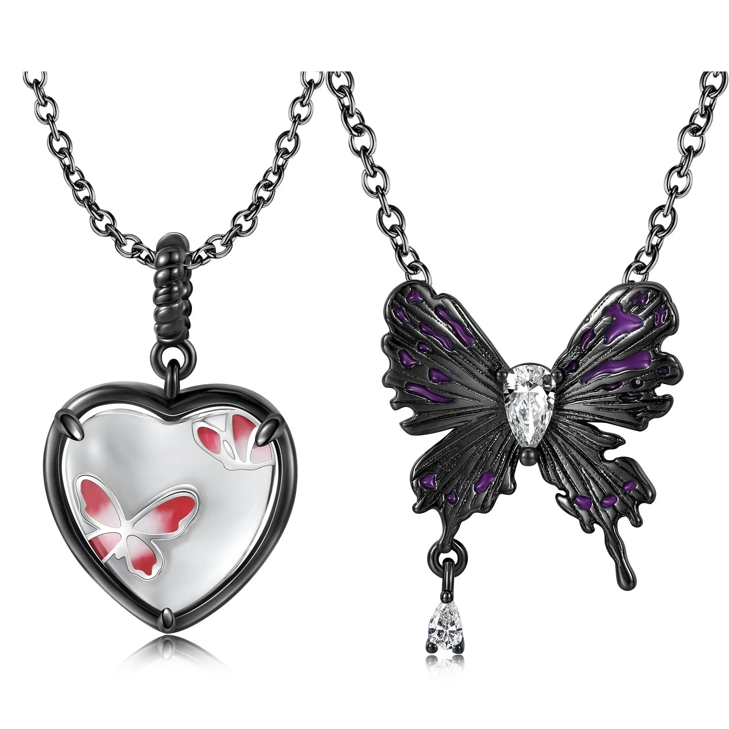 Butterfly Pendant Necklace Authentic 925 Sterling Silver Heart-shaped Pendant for Fine Necklaces Jewelry Women Accessory