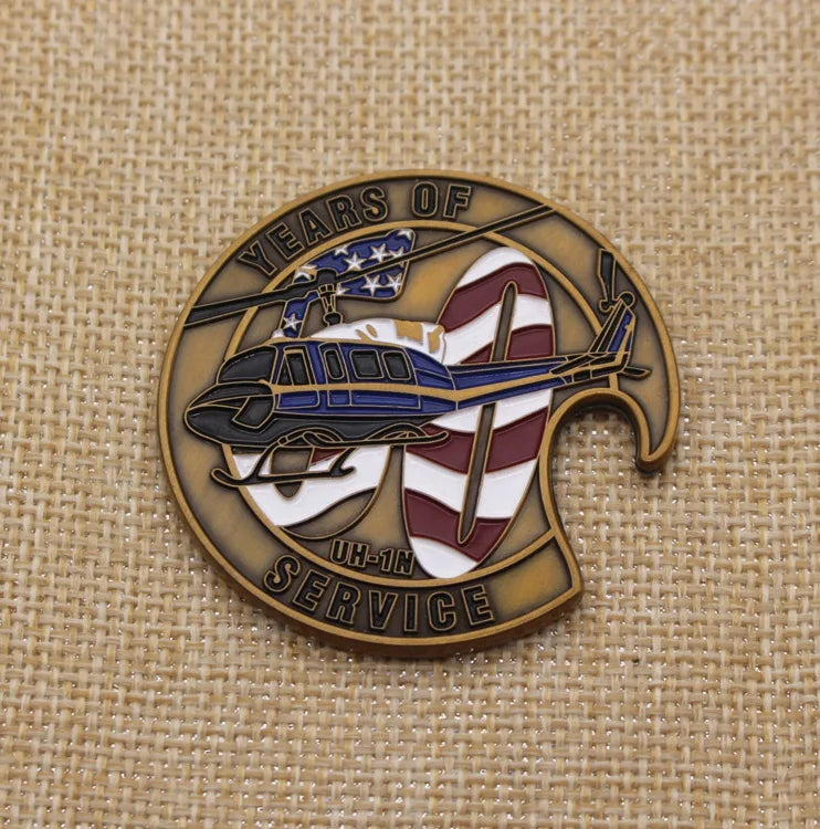 Factory Custom 3D Antique Gold Bottle Opener Souvenir Coin Helicopter Challenge Coin