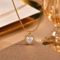 Women's Retro French Style Necklace with Snake Chain Golden Shell Zircon Pendant Trendy Stainless Steel Jewelry