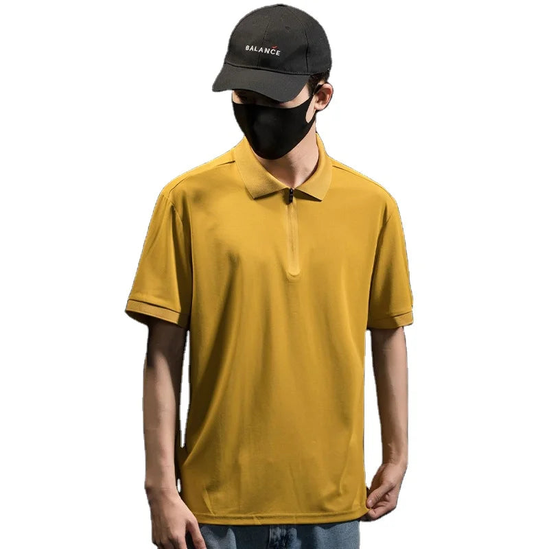 Plus Size Half Zip Short Sleeve Breathable Men's Gym Sports Polo Shirt Fashion Casual Cool Fabric Workout Exercise Fitness Shirt