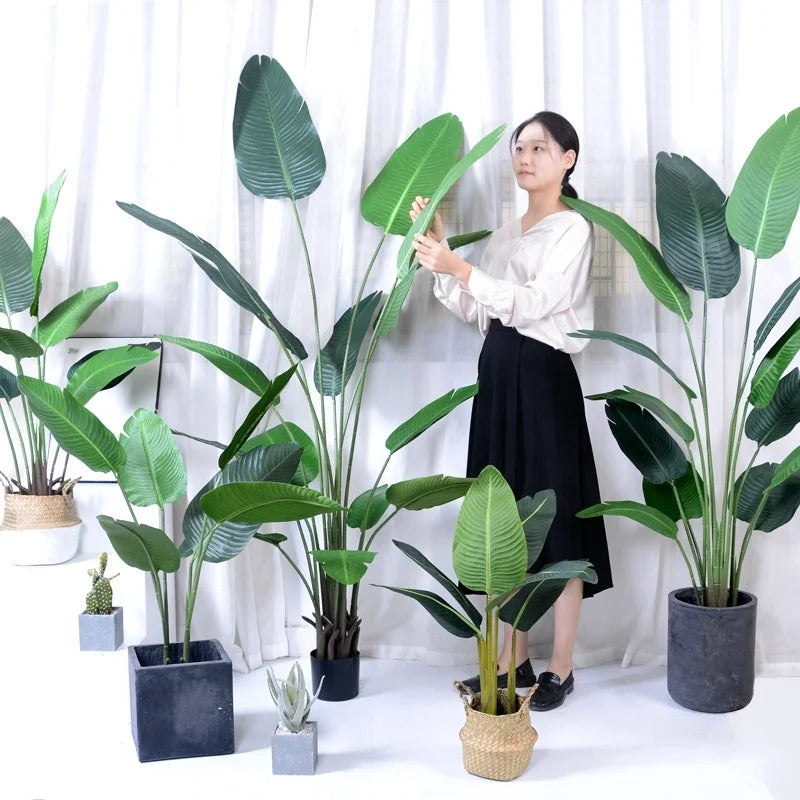 Travelers Plant Decorative Bonsai Artificial Greenery Fake Plastic Trees for Indoor and Outdoor Use