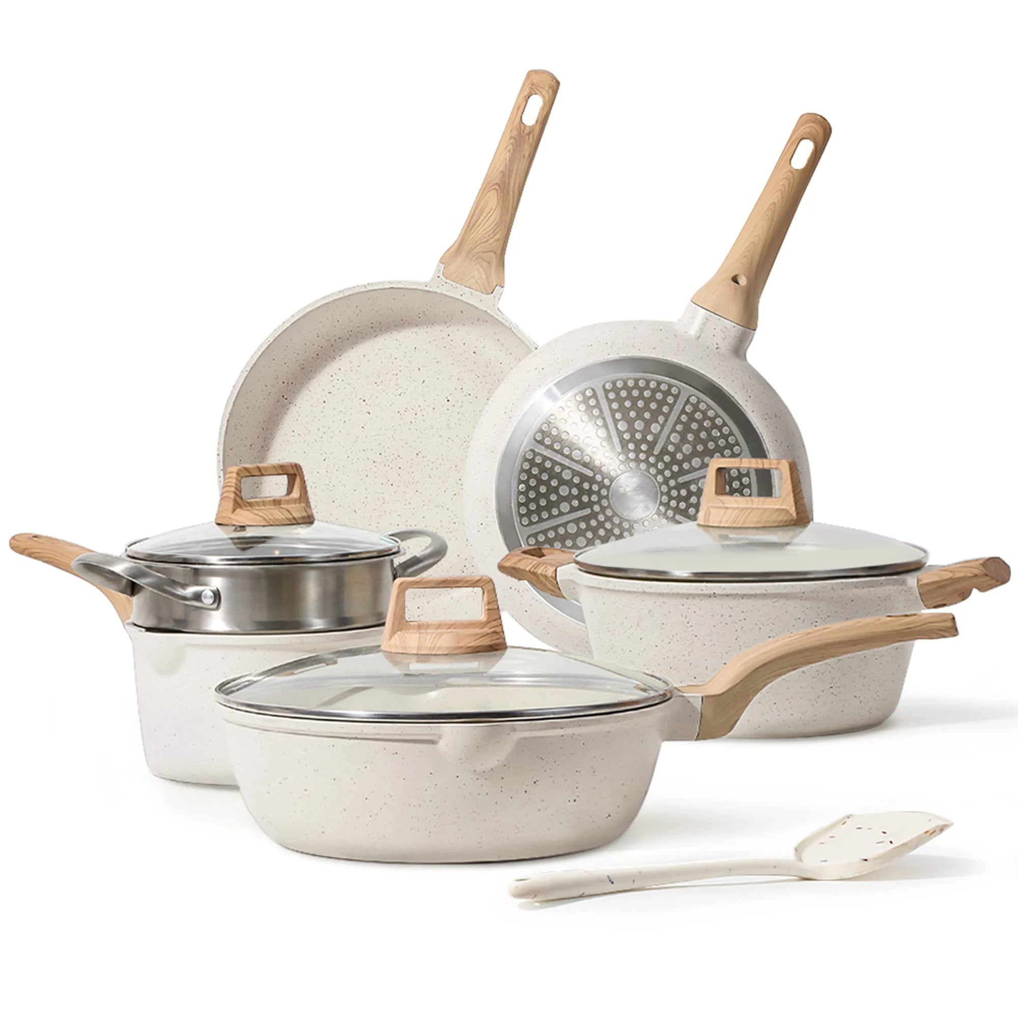 Hot Kitchen Pots and Pans 10Pcs Cookware Set Kitchenware Frying Pan Soup Pot Spatula Set