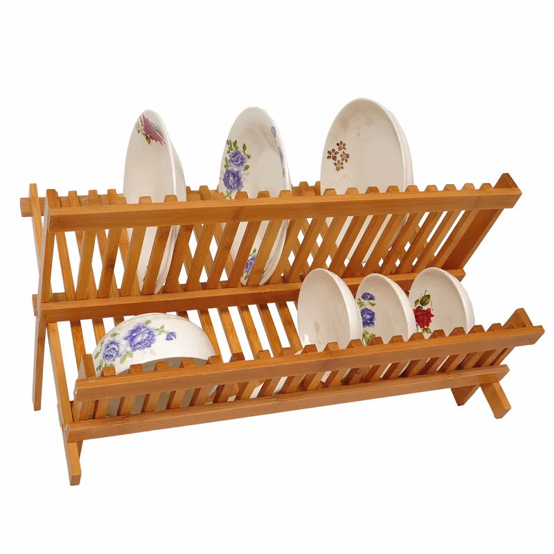 Kitchen Bamboo Roll up Dish Drying Rack Storage Bamboo Dish Holder Rack Plate Bamboo Roll up Bowl Dish Drying Rack