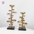 Light Luxury Tall Gold Metal Candlesticks Creative Circle Rings Candle Holders Iron Art Crafts for Modern Office Home Decor