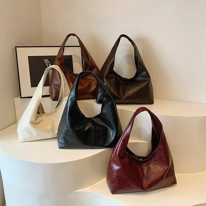 Designer Large Capacity PU Leather Underarm Hobo Bags for Women 2024 New Trend Shoulder Tote Purses and Handbags Female