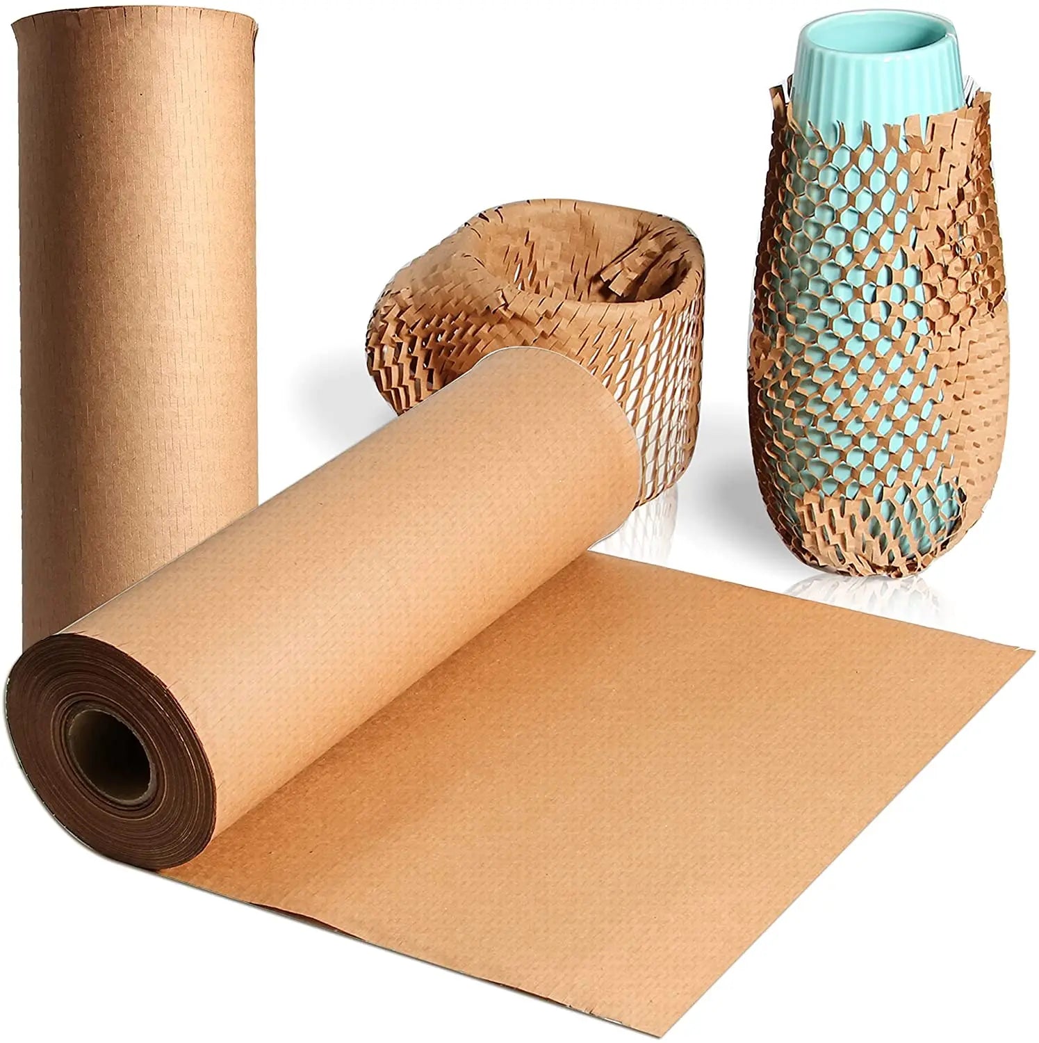 Biodegradable & Recyclable Honeycomb Cushioning Wrap Paper Rolls-Alternative to for