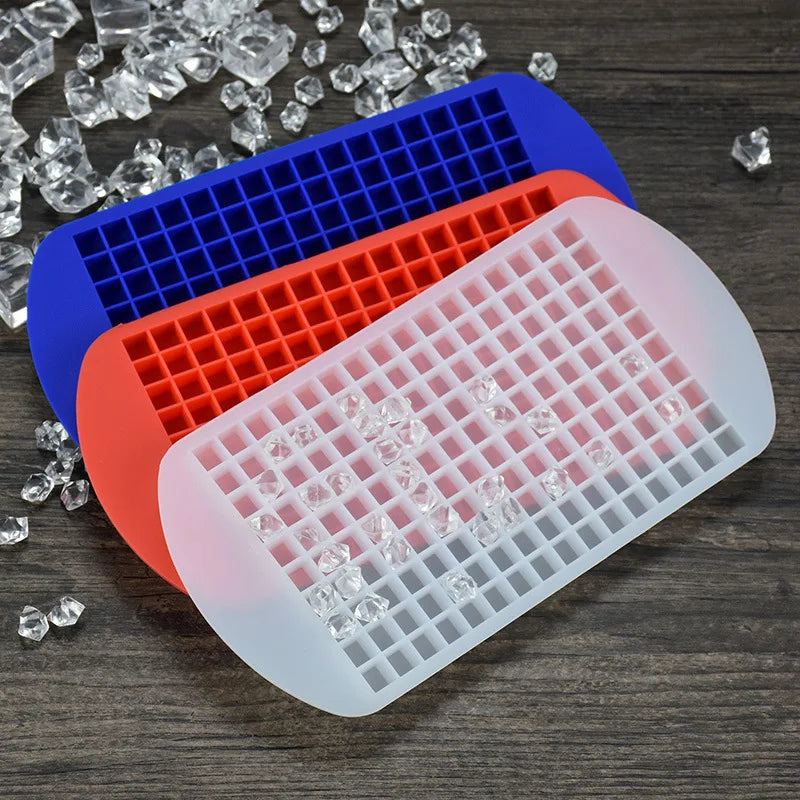 Eco-Friendly Flexible 160-Cavity Food-Grade Silicone Mini Ice Cube Tray for 10x10x10mm Cubes