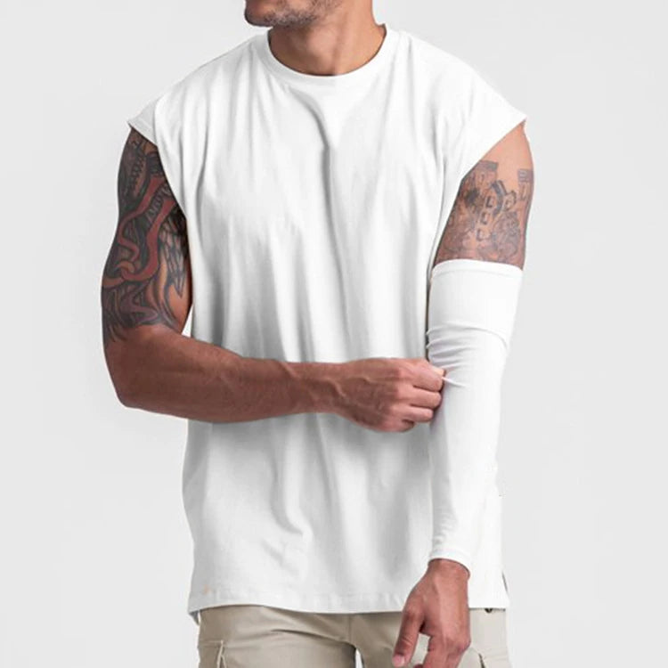 Men's Large Size Loose Knitted Tank Top Breathable Eco-Friendly Sports Vest with Sleeveless Design Solid Color Top
