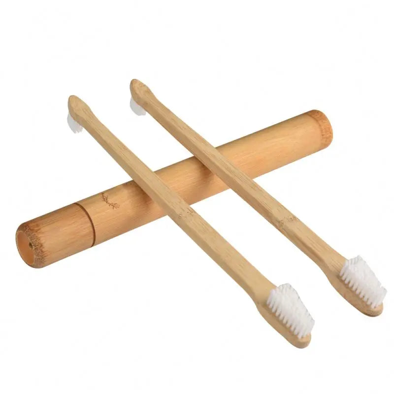 Wholesale Natural Bamboo Tube Packaging Toothbrush Biodegradable for Hotels Nylon Bristles