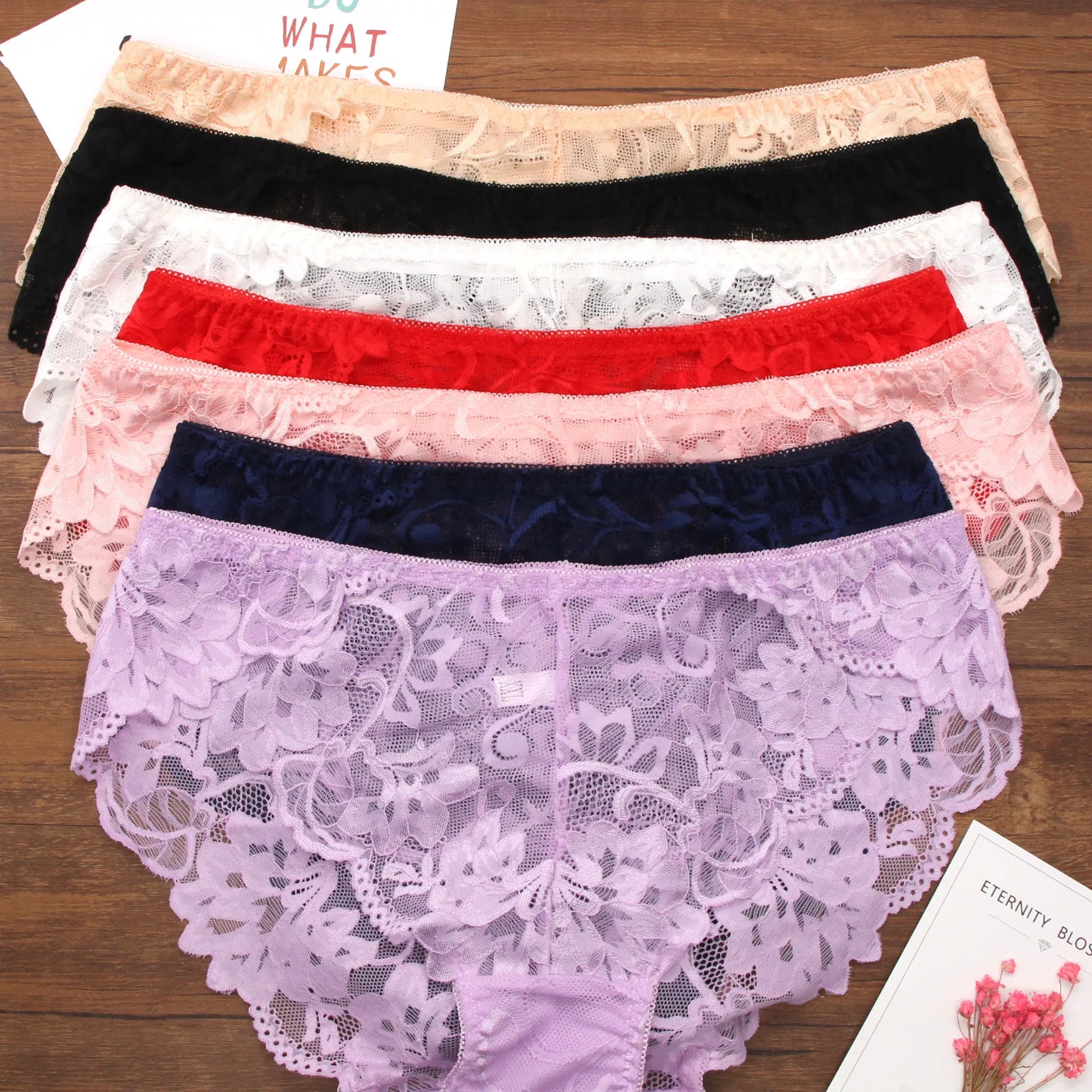 XXXXL Fat Ladies Plus Size Underwear Women's Plus Size Transparent Mesh Sexy Lace Seamless Briefs