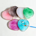 Nail Tips Holder Gilt Display Plate Agate Heart Leaf Design Crystal Resin Palette for Nail Art Manicure Tools