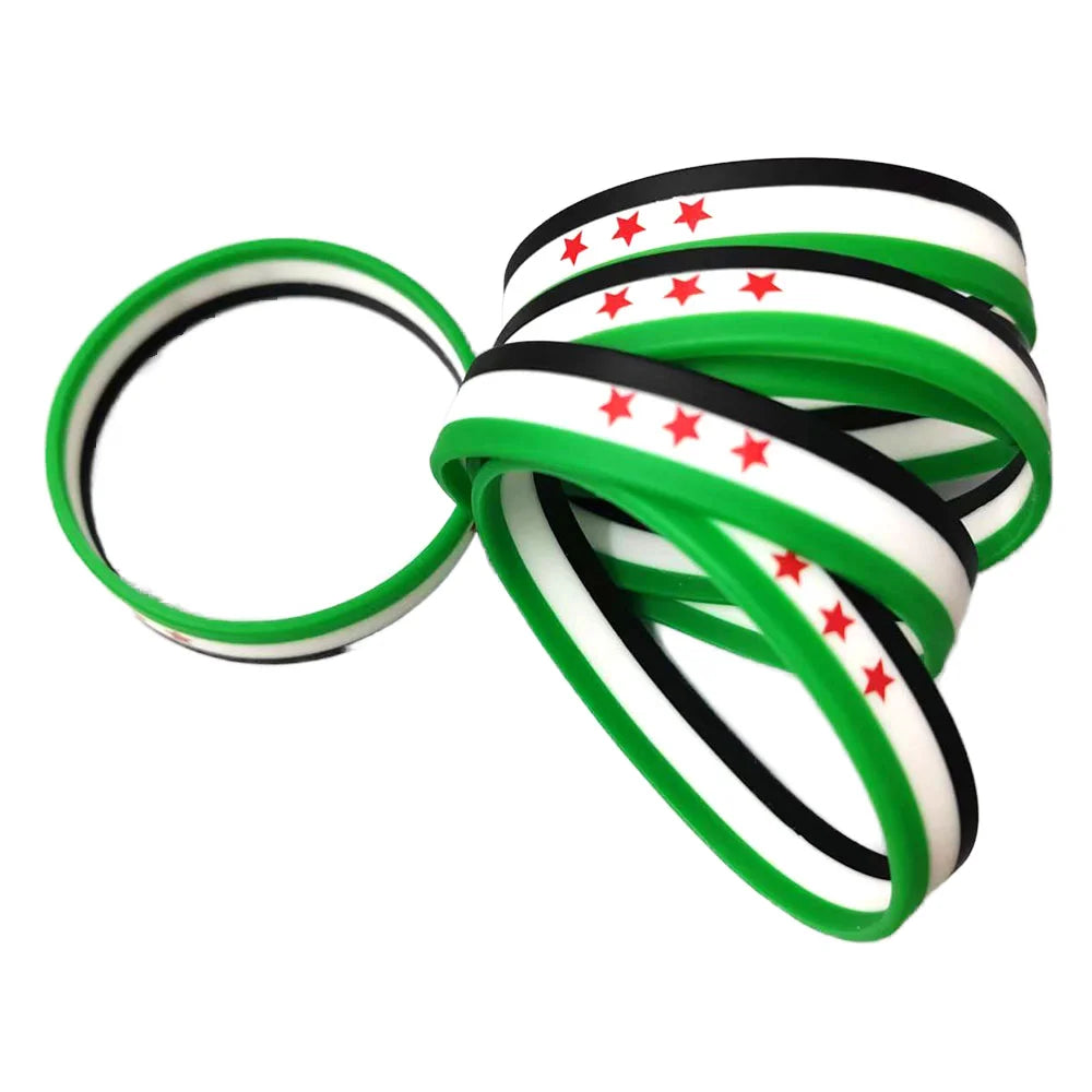 Low Moq Free Syria Flag Wristband Promotional Syria Arm Band Armband Bracelet Silicone Rubber Wristband