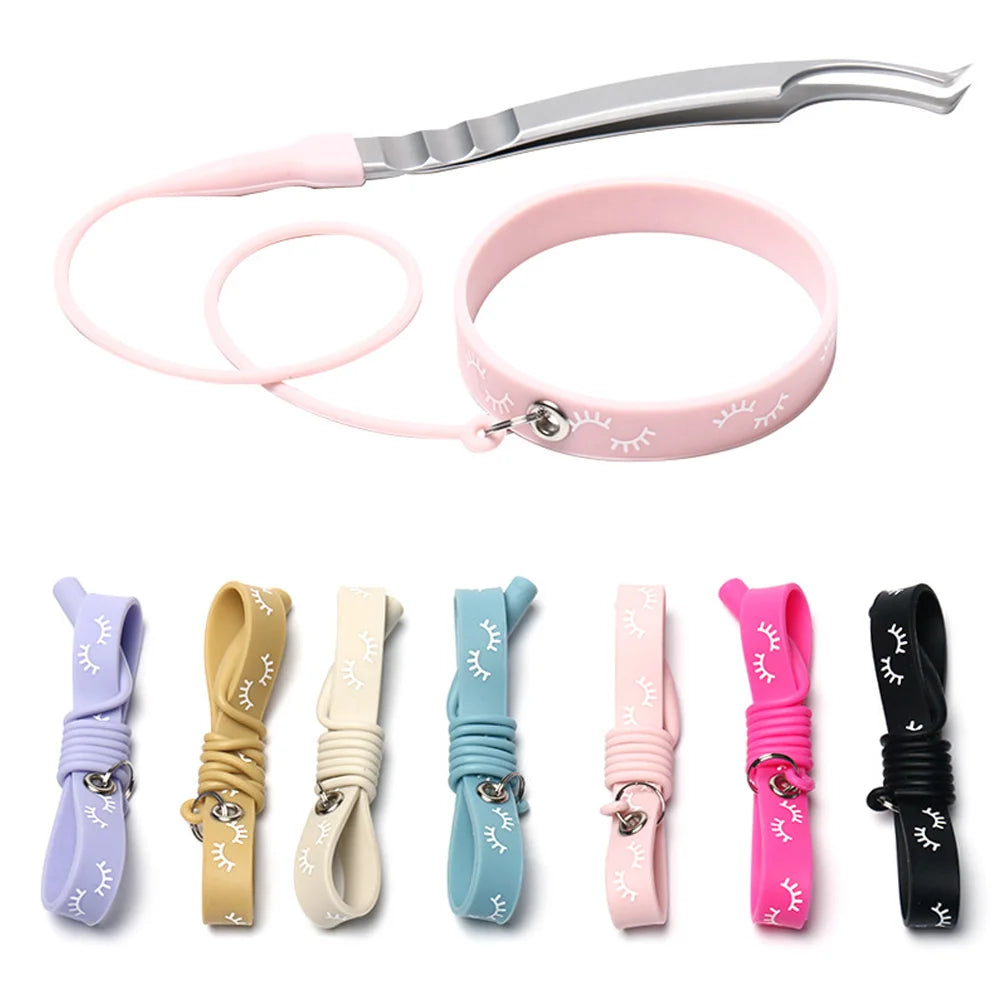 Custom Logo Silicone Ring for Eyelash Extension Tweezers Silicone Bracelet Wristband Protection Lash Tweezers Protector