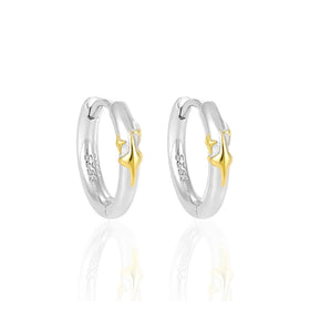 WMET582 Minimalist S925 Sterling Silver Gold Earrings Color Separation Geometric Round Circle Hoops Fashion Fine Jewelry
