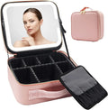 New Large Capacity Desktop Cosmetic Storage Box Waterproof Leather Travel Portable Makeup Bag Case With Led Light Mirror