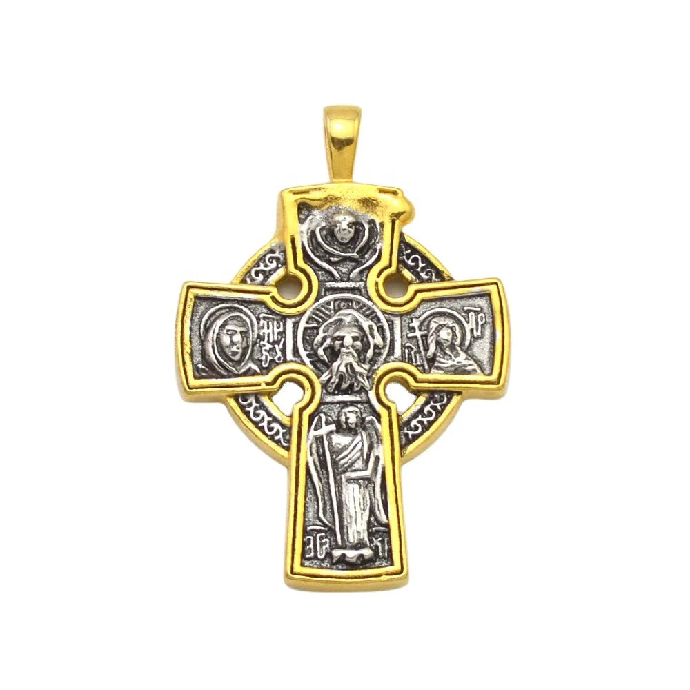 Ethiopian Jewelry Traditional Cross Stainless Steel Knuckle Punch Big Ankh Pendant Biker Jewelry
