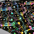 Hi Viz Rainbow Iridescent Color Smiling Face Reflective Polyester Spandex Stretchy Knitted Fabric for Kids Ladies Women Garment