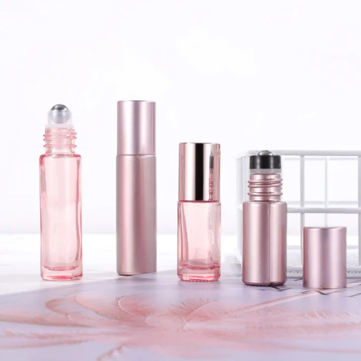 Empty Skincare Cosmetic Packaging 10ml Empty Rose Gold Perfume Essential Oil Glass Roller Roll on Bottle
