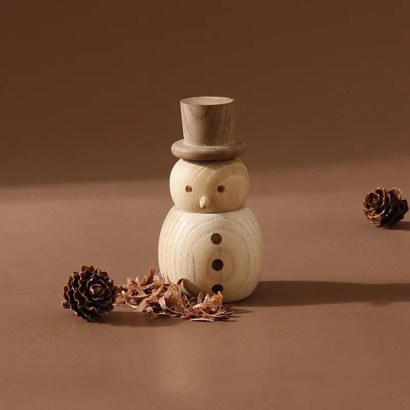 Wooden Reed Diffuser Set in Snowman Shape Aromatherapy Essential Oil Car & Indoor Desktop Decorations Fragrance Ornaments