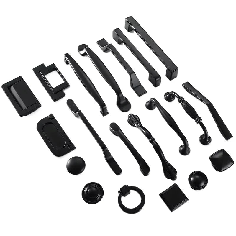 Minimalist Black Aluminum Alloy Bedside Table Handle Adjustable Cabinet Pulls for Kitchen Furniture Wardrobe Drawer Door Handles