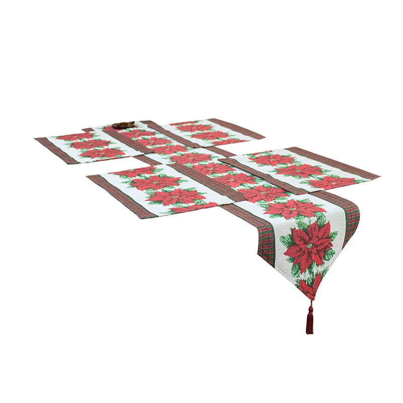 Christmas Red Flower  Table Runner Dining Mat Sizes Fabric