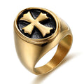 MANTU 2020 Wholesale Trendy Stainless Steel Gold Plated Christian Cross Masonic Ring Model J-9 for Men Jewelry