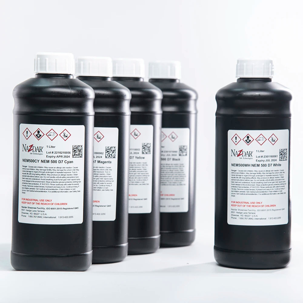 Original Nazdar NEM500 D7 UV Ink Available for Ricoh GH2220 / Ricoh G5i / Toshiba CE4M / Epson DX5 With Vivid Color