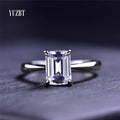 Solid Silver 925 Original Brilliant Emerad Cut 2-3 Carat Diamond Test Past D Color Moissanite Ring for Wedding Fine Jewelry