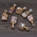 Hongzhuo Wholesale Natural Colorful Gemstone square Crystal Cherry Blossoms Agate Perfume Bottle Gemstone Pendant