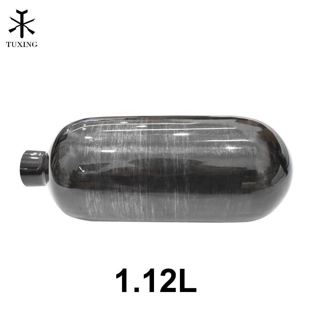 TUXING Wholesale Price ODM 1.12L 4500Psi 300Bar PCP Small Hunting Shooting Air High Pressure Aluminum Carbon Fiber Gas Cylinder