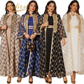 Hafizah 2026 Dubai Luxury Multi Color Gold Geometric Print Muslim Abaya With Inner Dress Modest Outfit