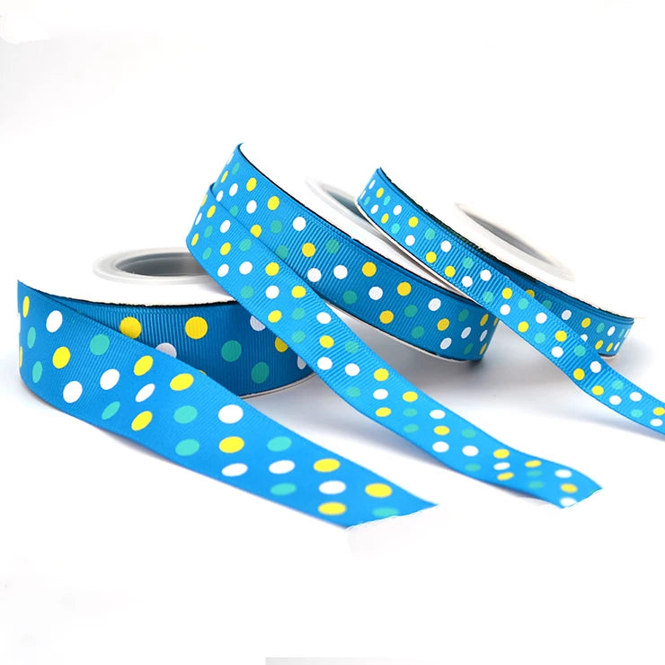 Factory Direct Custom 7/8 Inch Double Face Grosgrain Ribbon 100% Polyester with Dots for Fashionable Gift Wrapping