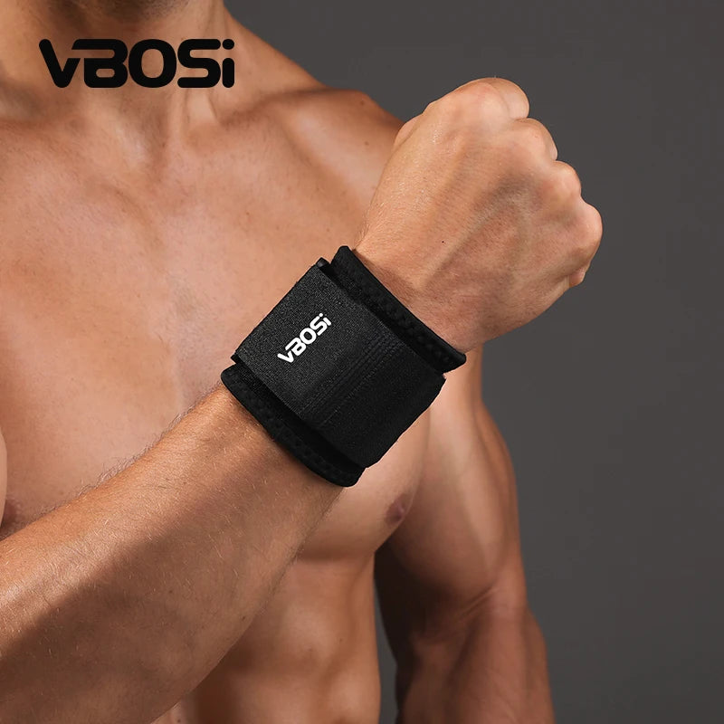 VBOSI Hot Sale Custom Logo Elastic Adjustable Neoprene Wristband Fitness Gym Wrist Support Tennis Badminton Work Wrist Wrap