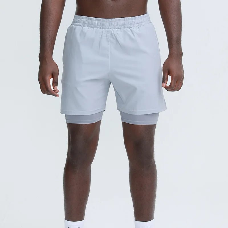 OEM Custom Logo Summer Quickly Dry 2 in 1 Fitness Workout Shorts Lightweight Training Sports Gym Athletic Jogger Shorts for Men