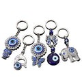 Elephant Butterfly Owl Dolphin Pendant for Car Key Holder Bohemian Blue Evil Eye Keychain Crystal Lucky Charms