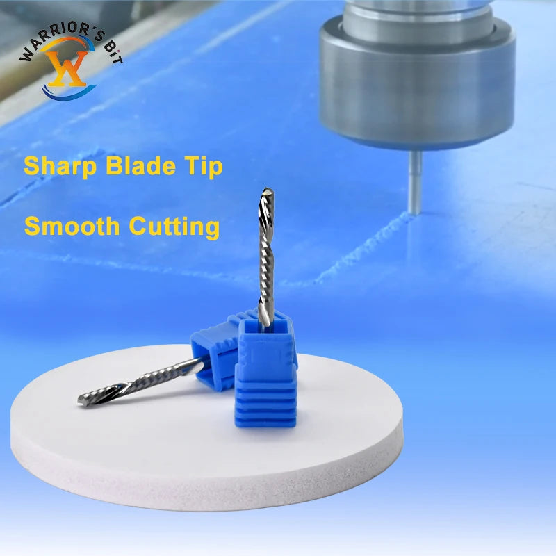 Single Flute Spiral End Mill 3mm Plastic CNC Router Bits with Aitin Coating Carbide Milling Cutting Tools for Milling Cutter