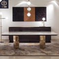 High End Modern Luxury Dining Table Marble Top Stainless Steel Frame for 6-8 Seaters DIRANI VISIONNAIRE-DN-01-GALITSIN