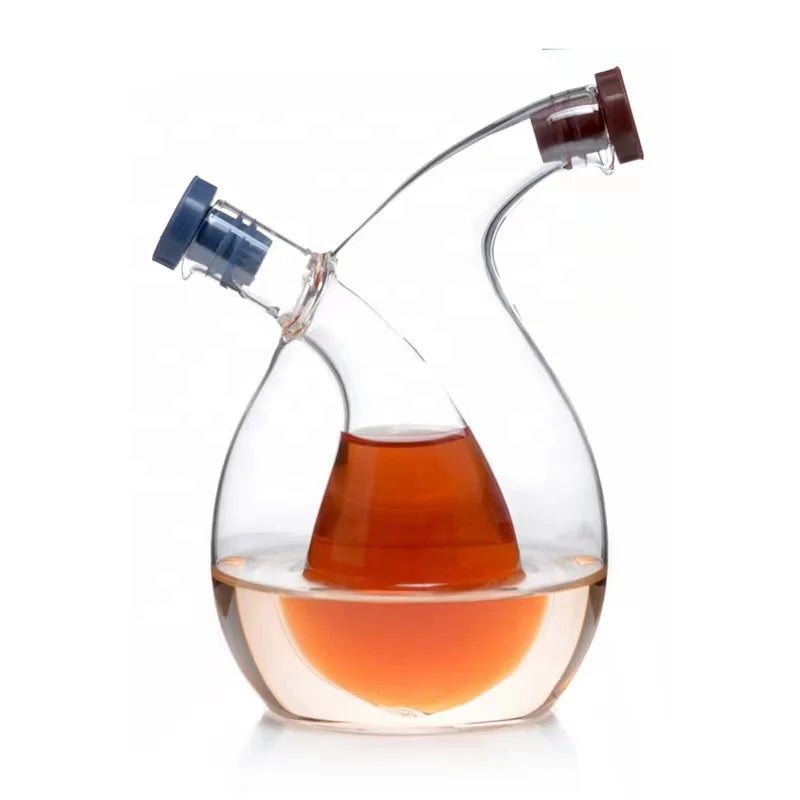 2in1 Glass Oil Bottle Large Leak Proof Glass Kitchen Seasoning Oil Vinegar Sauce Bottle Oiler Vinegar Kitchen Tools