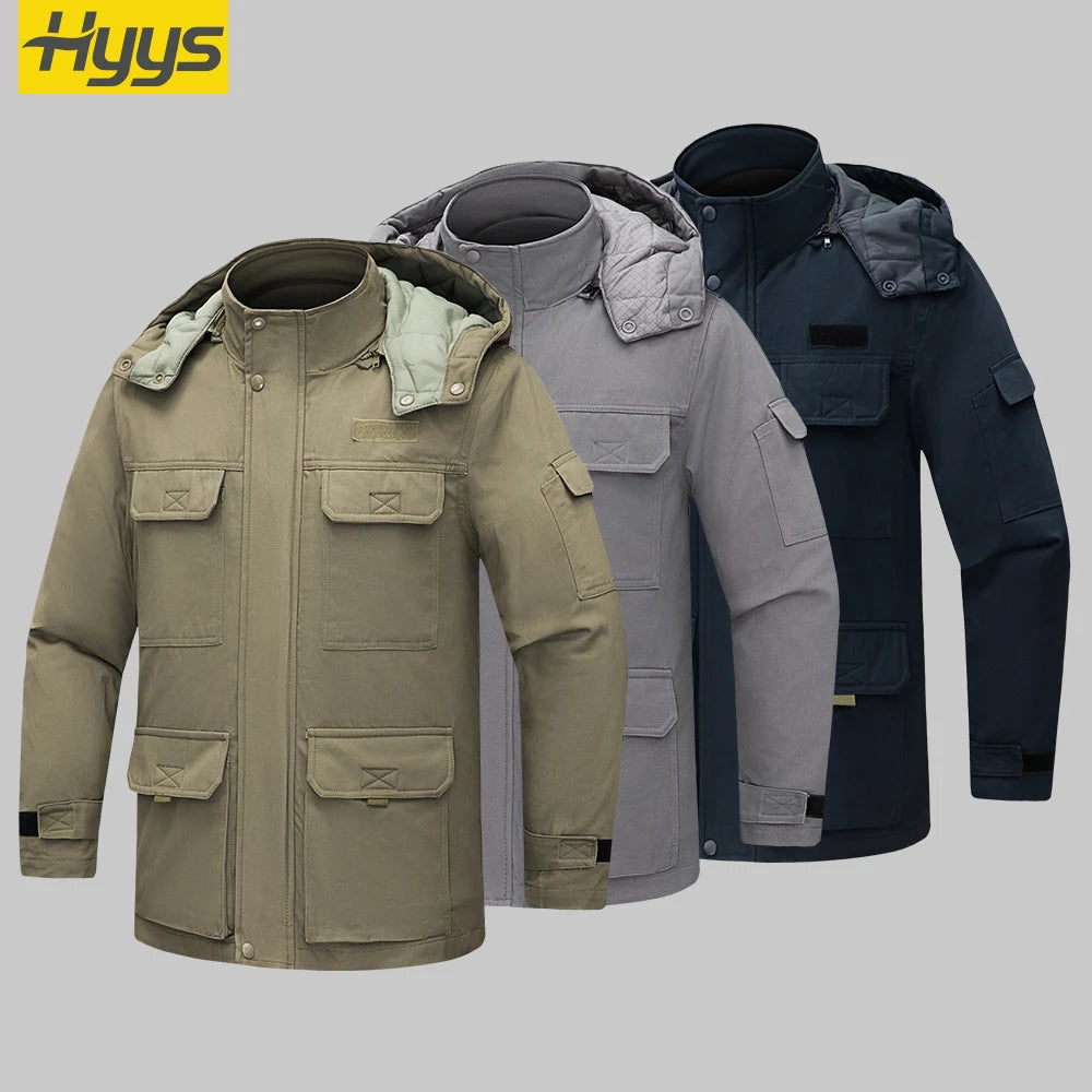 Detachable Winter Workwear Hooded Multi Pockets Outdoor Work Clothes for Men Women Construction Work Scrubs Uniforms