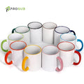 Prosub Wholesale 11oz Rim Colors Sublimation Blank Mug Diy Custom Print Ceramic Cup With Handle