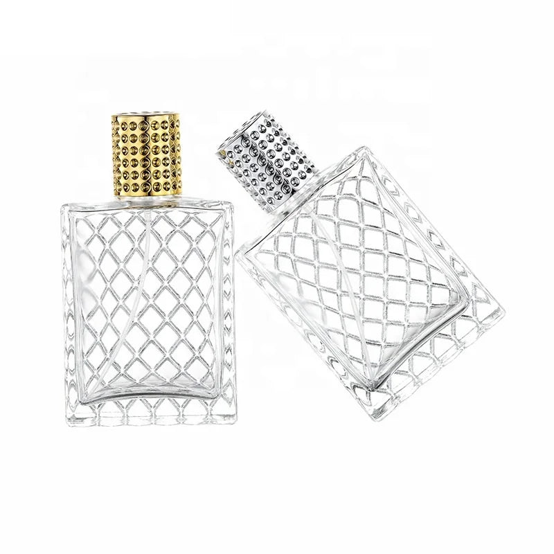 100mL Rectangular Glass Perfume Spray Bottles Flat square Transparent Perfume Bottle