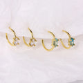 18K Gold Plated Blue Clear Zirconia Dainty 925 Sterling Silver Hoop Earring Fashion Jewelry Wholesale